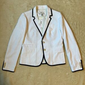 J. Crew schoolboy 100% linen blazer size 4 Career Office School NWT Gold Buttons